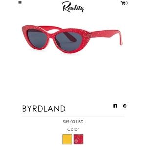 Reality SUNGLASSES Byrdland. Clear Red w Sparkles NWT